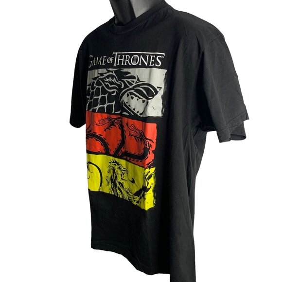 Game of Thrones 3 House Symbols T Shirt XL Black Graphic Short Sleeve Crewneck - Picture 3 of 6